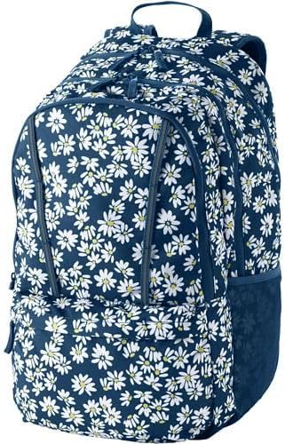 Lands' End Kids' ClassMate Backpack Evening Blue Daisies Large