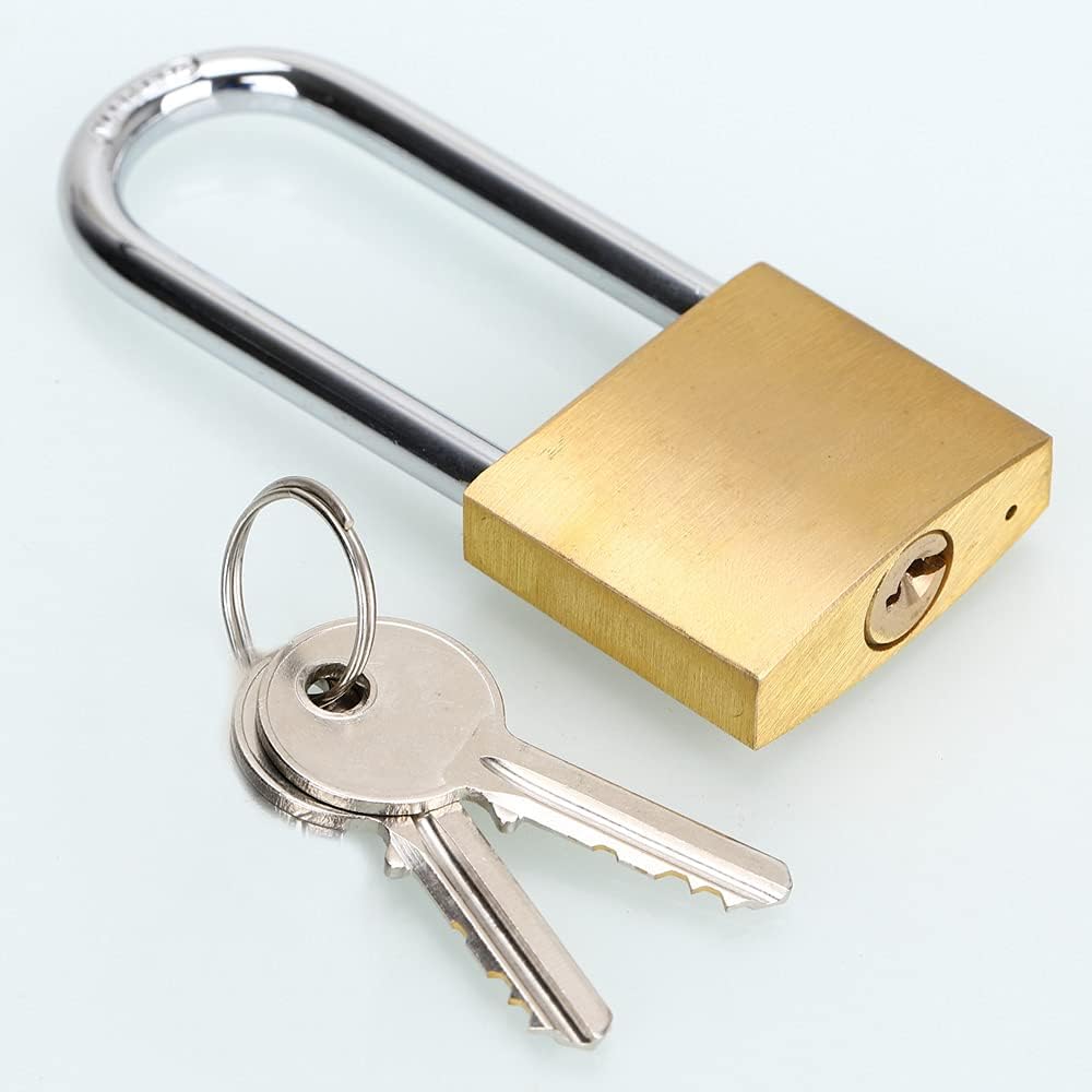 ABRAFOX Lock Solid Brass Keyed Different Long Shackle Padlock -（1-9/16 inch 40mm 2pack
