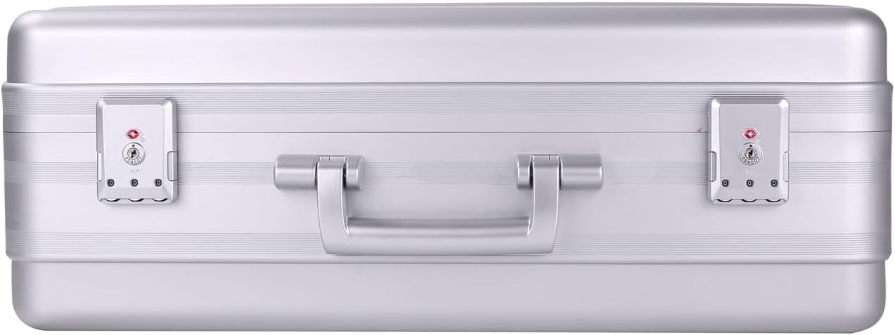 Briefcase, Aluminum Case with TSA Lock and Foam for 18 Inch Laptop, Camera, Cash (21.7X15.7X7.9 Inch, Silver)