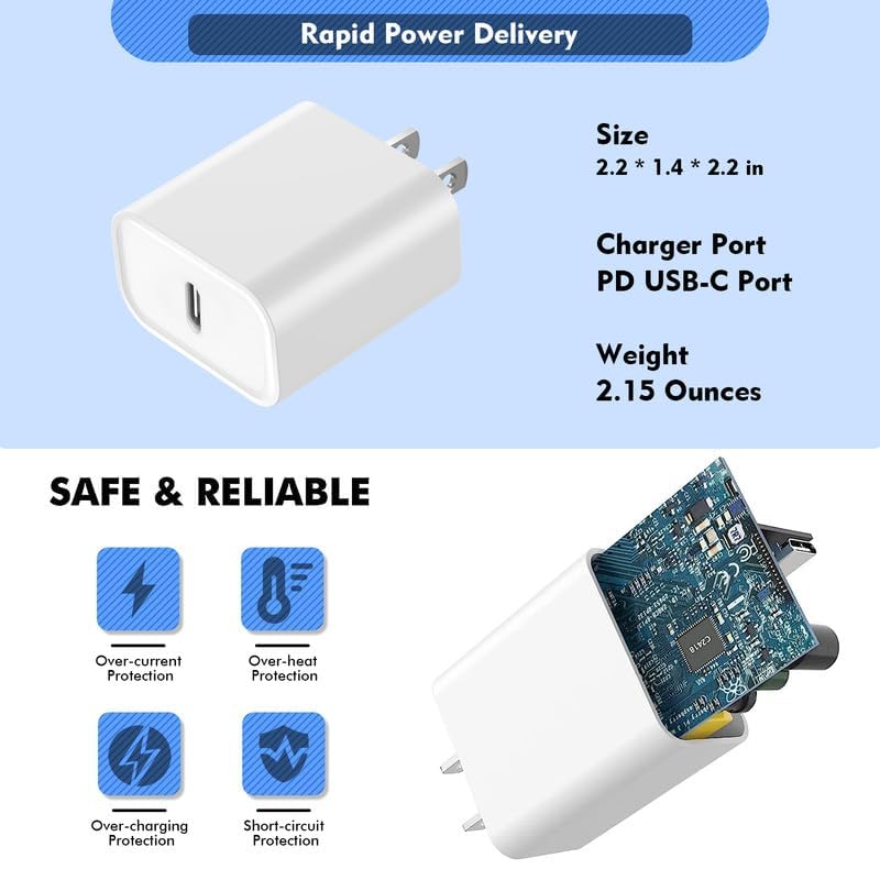 Fast iPhone Charger, [MFi Certified] 2Pack 10FT Extra Long Quick USB C to Lightning Cable Cords + 20W PD USB C Charger Block Fast iPhone Charging Adapter for iPhone 14 Pro Max/Plus/13/12/11/XS/XR/X/SE
