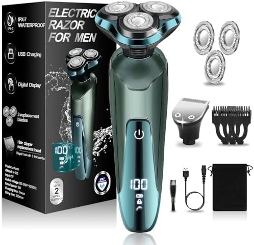Electric Razor for Men,Mens Razors for Shaving face,LED Display Rechargeable Blades Electric Shavers for Men,Waterproof Wet Dry Cordless Razor