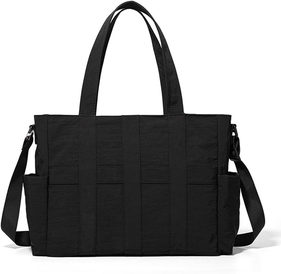 Tote Bag for Women & Men, Travel Large Tote Bag with Zipper & Side Porkect, Waterproof Tote Work Bags for Travel, Work