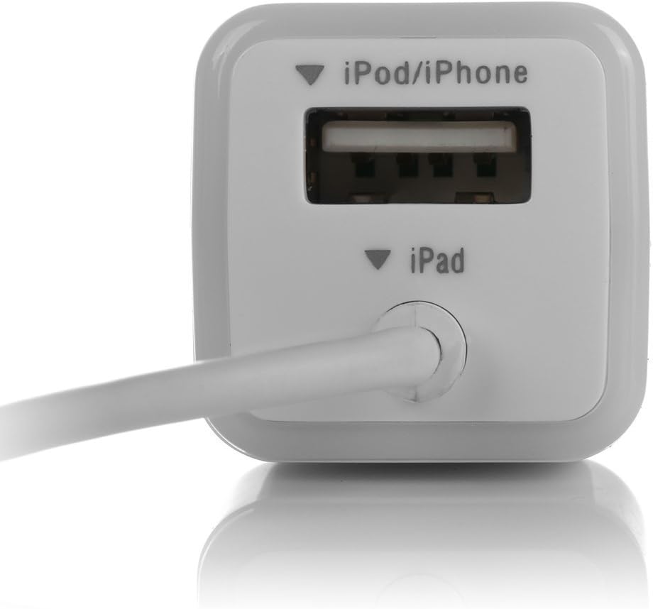 iPhone Car Charger, [Apple MFI Certified] Lighting Car Charger for iPhone 6S / 6S Plus, 6, 6 Plus, SE, 5, 5S, iPad Pro, Air 2, Mini 3 ,with Extra USB Port (White)