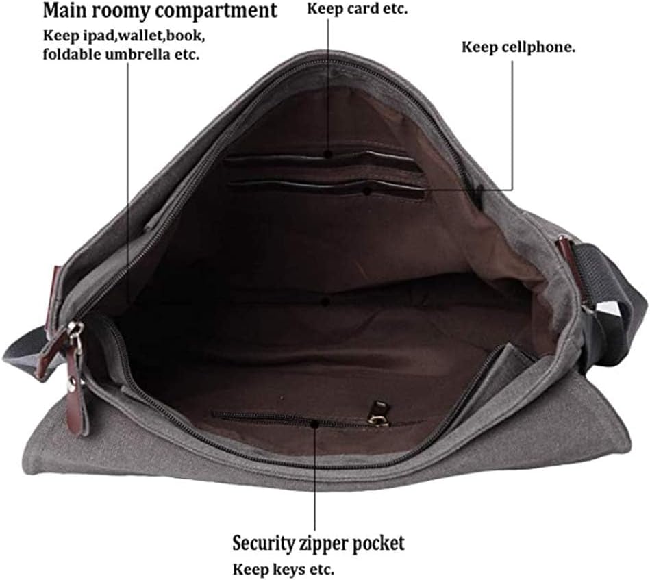 Sechunk Canvas Small Messenger Bag Vintage Shoulder bag Everyday Purse Crossbody bag for men women