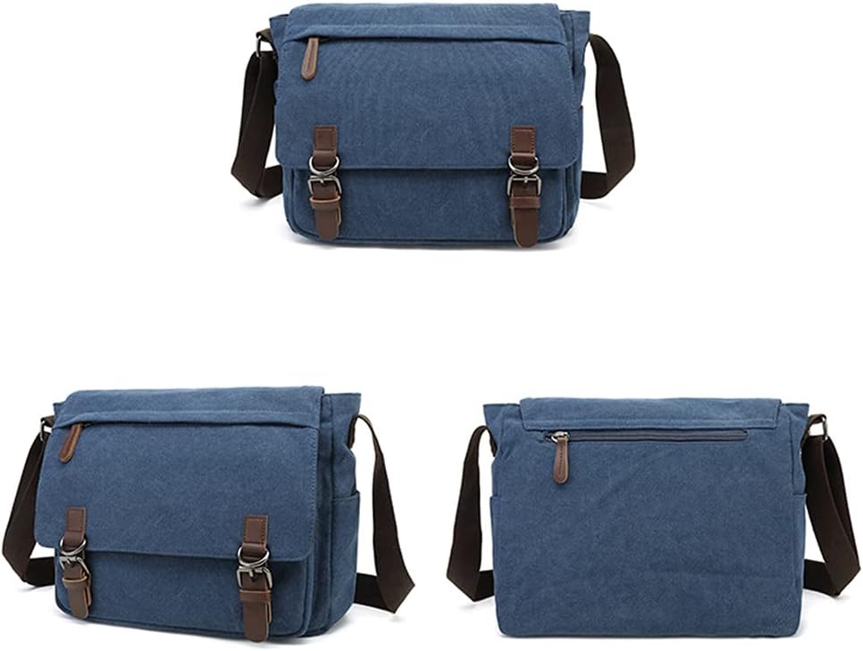 Sechunk Canvas Vintage Messenger Bag Shoulder bag Leather Large Travel Crossbody bags for men women