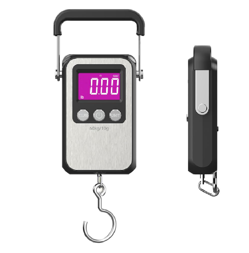 Digital Luggage Weight Scale 132lb 60kg Hanging Scales Fish Scale, 2 AAA Batteries (Not Included) (Black)