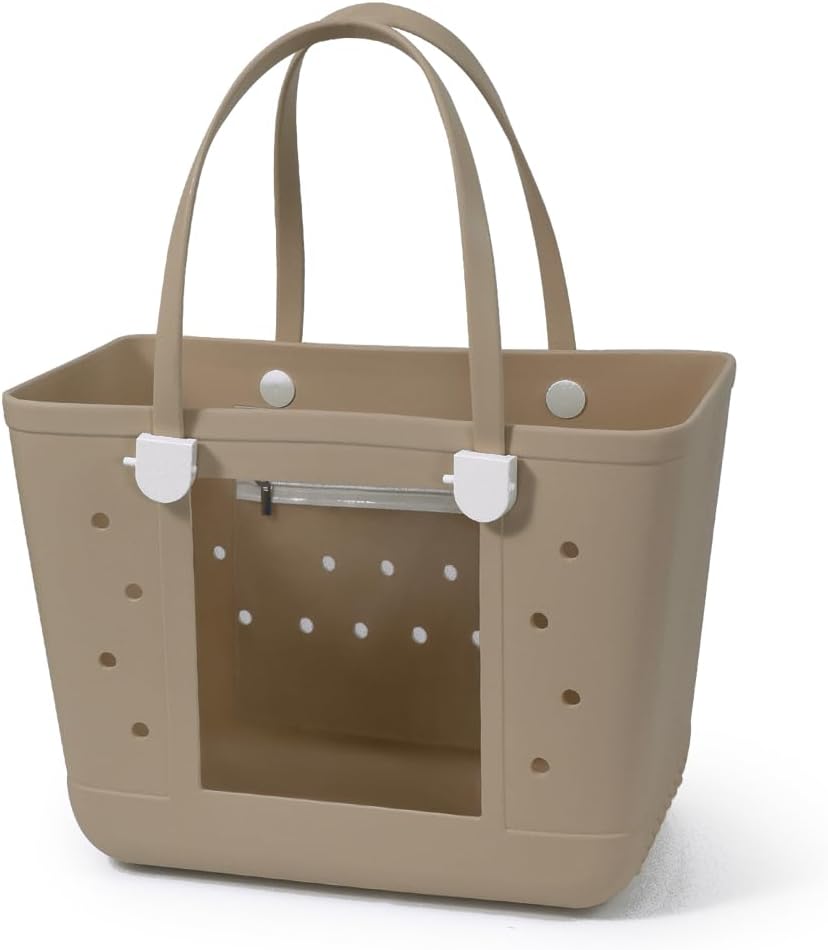 Rubber Beach Bags with Visual Window, Extra Large Waterproof Sandproof Rubber Tote Bag for Pool,Boat & Travel