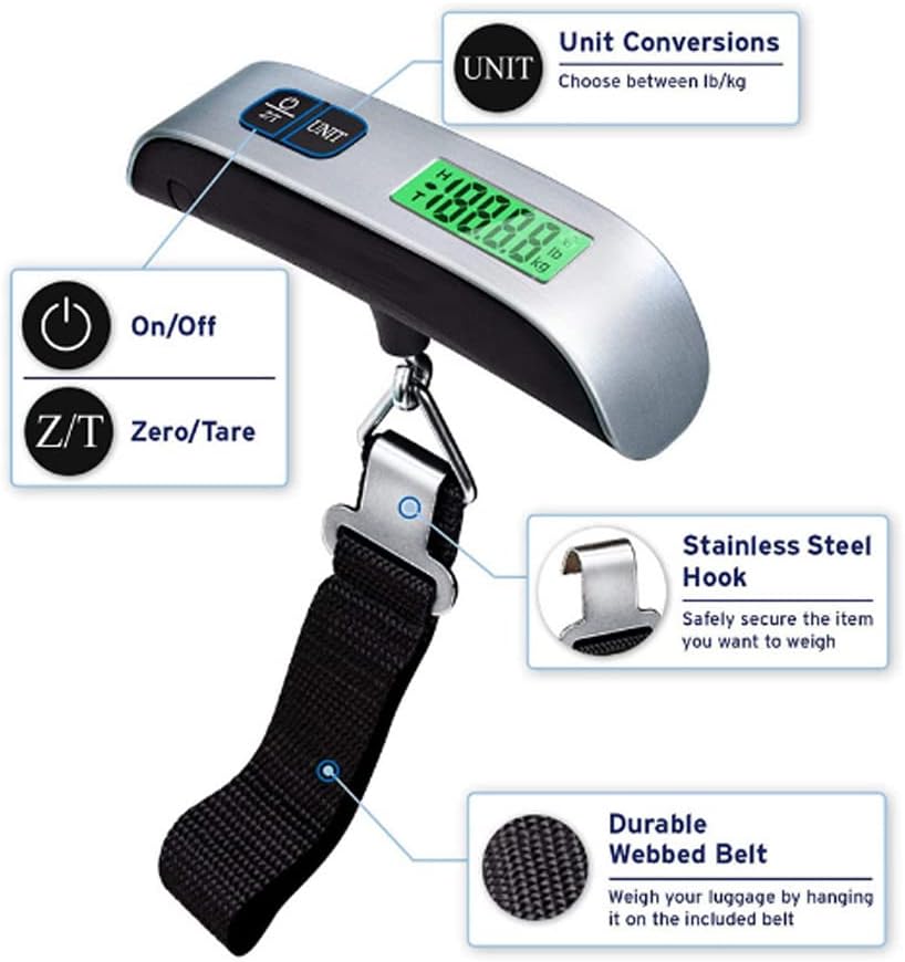 Luggage Scale, Easy to Carry, Small in Size, Suitable for Carrying, 110 pounds, Will be a Popular Luggage Scale in The Future (1), 5.9x4.2x1.49inches