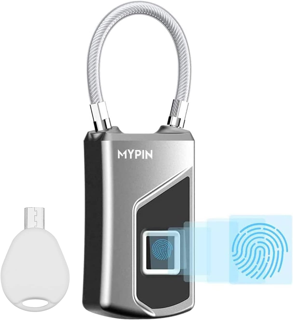 Fingerprint Lock with Key Backup, Smart keyless Waterproof Fingerprint Padlock Ideal for Gym, Door