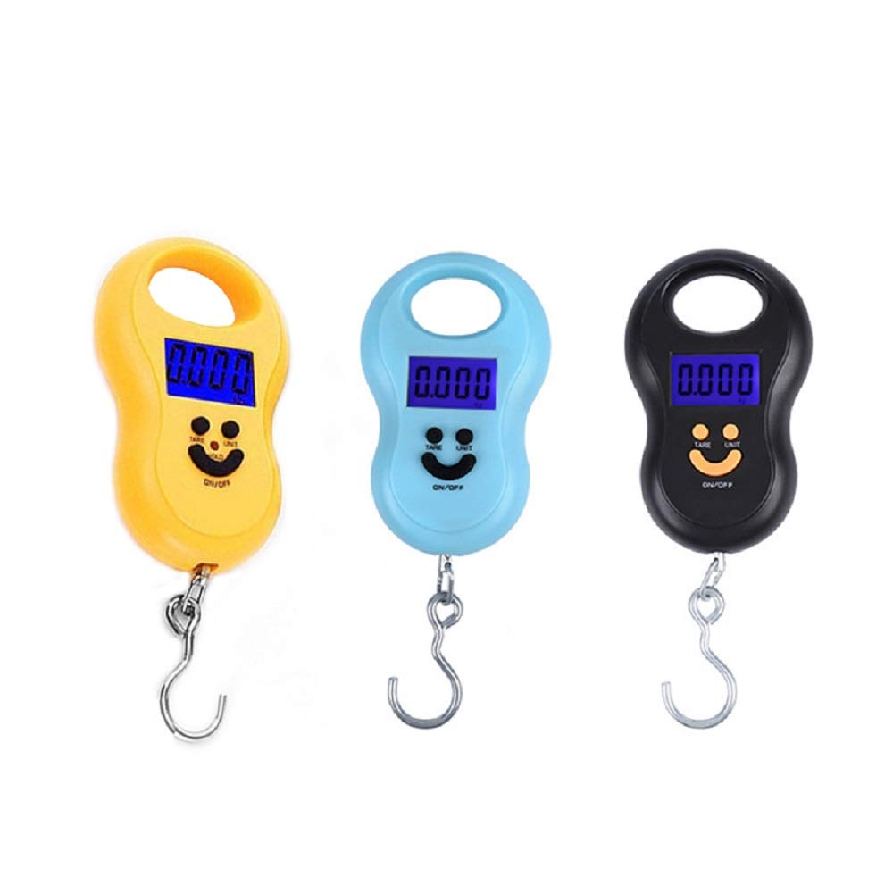 Pocket Portable 50kg/10g LCD Digital Scale Electronic Hand Held Hook Belt Luggage Hanging Scale Backlight Balance Weigting (1pcs Random Color)