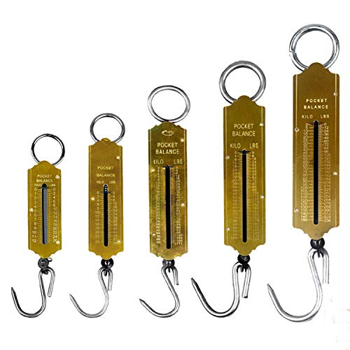Spring Balance Fish Scales, Pocket Mechanical Spring Balance Weighing Scale with Hanging Loop for