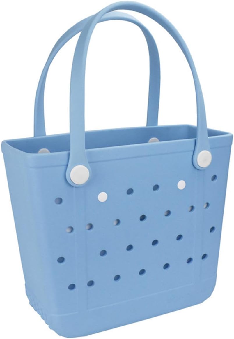 Medium Rubber Beach Bag, Waterproof Tote Bags Washable Sand-proof Travel Hand Bags for Pool Boat Work Sports