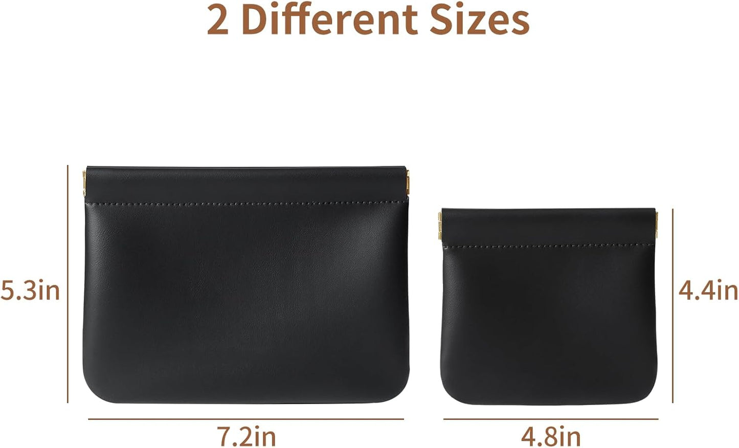 2 Pack Small Makeup Bag for Women, New Organosilicon Super Fiber Leather Mini Cosmetic Bag for Travel, Coin Purse Organizer Storage Pouch (Black)