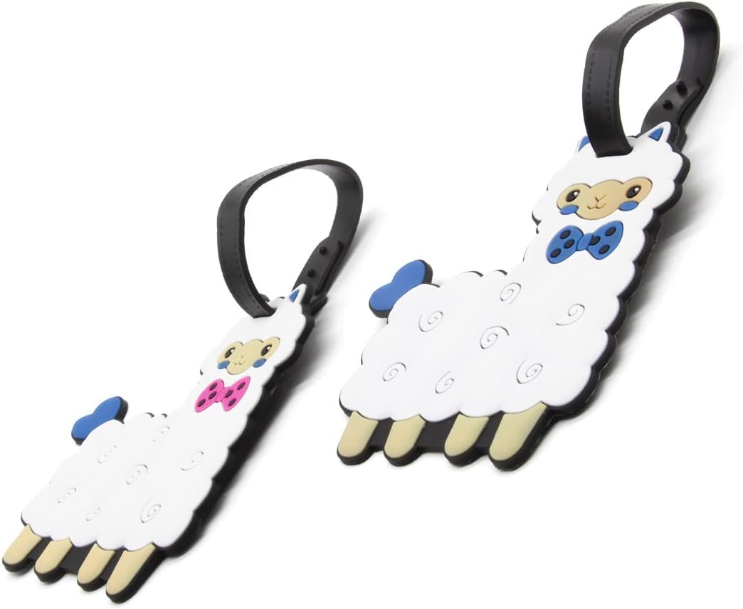 Alpaca Luggage Tags for Suitcases 2-Pack Cute Silicone Luggage Tag with Name ID Card Funny Suitcase Label