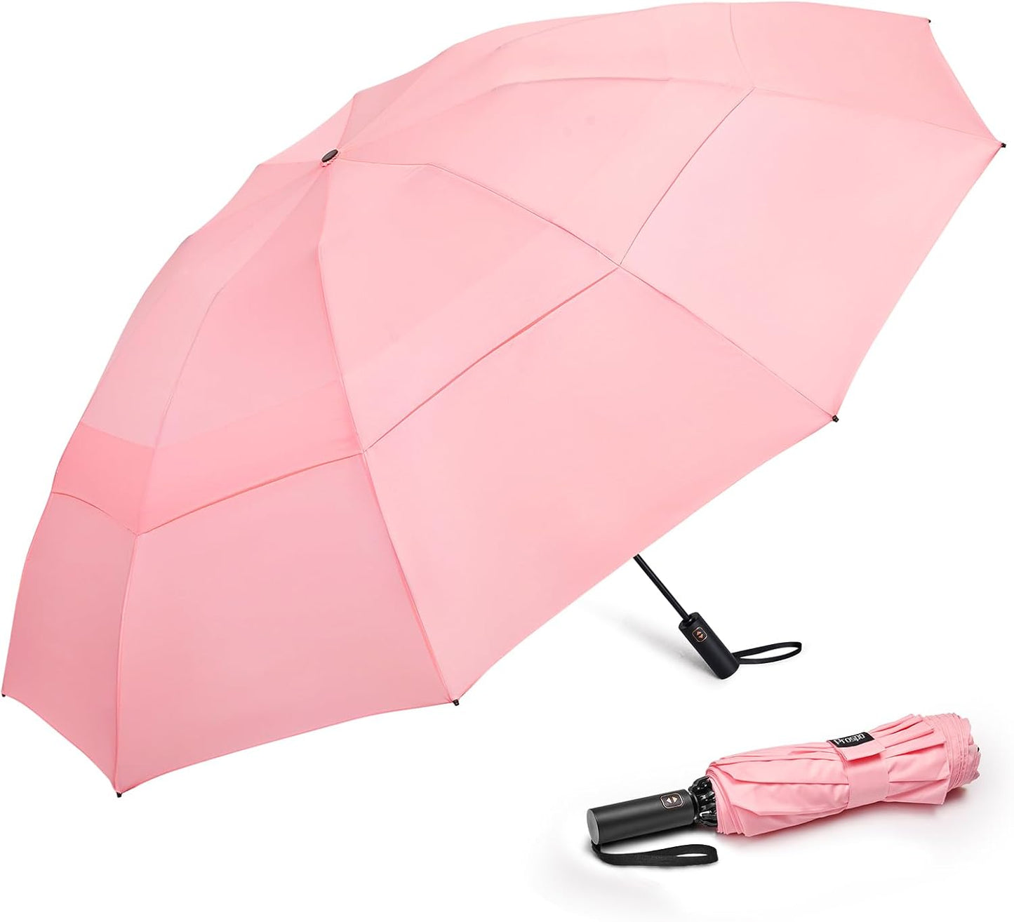 Prospo 46/62 Inch Large Travel Umbrellas for Rain Windproof, 10 Ribs Compact Reverse Folding Golf Umbrella, Double Canopy Automatic Open Close