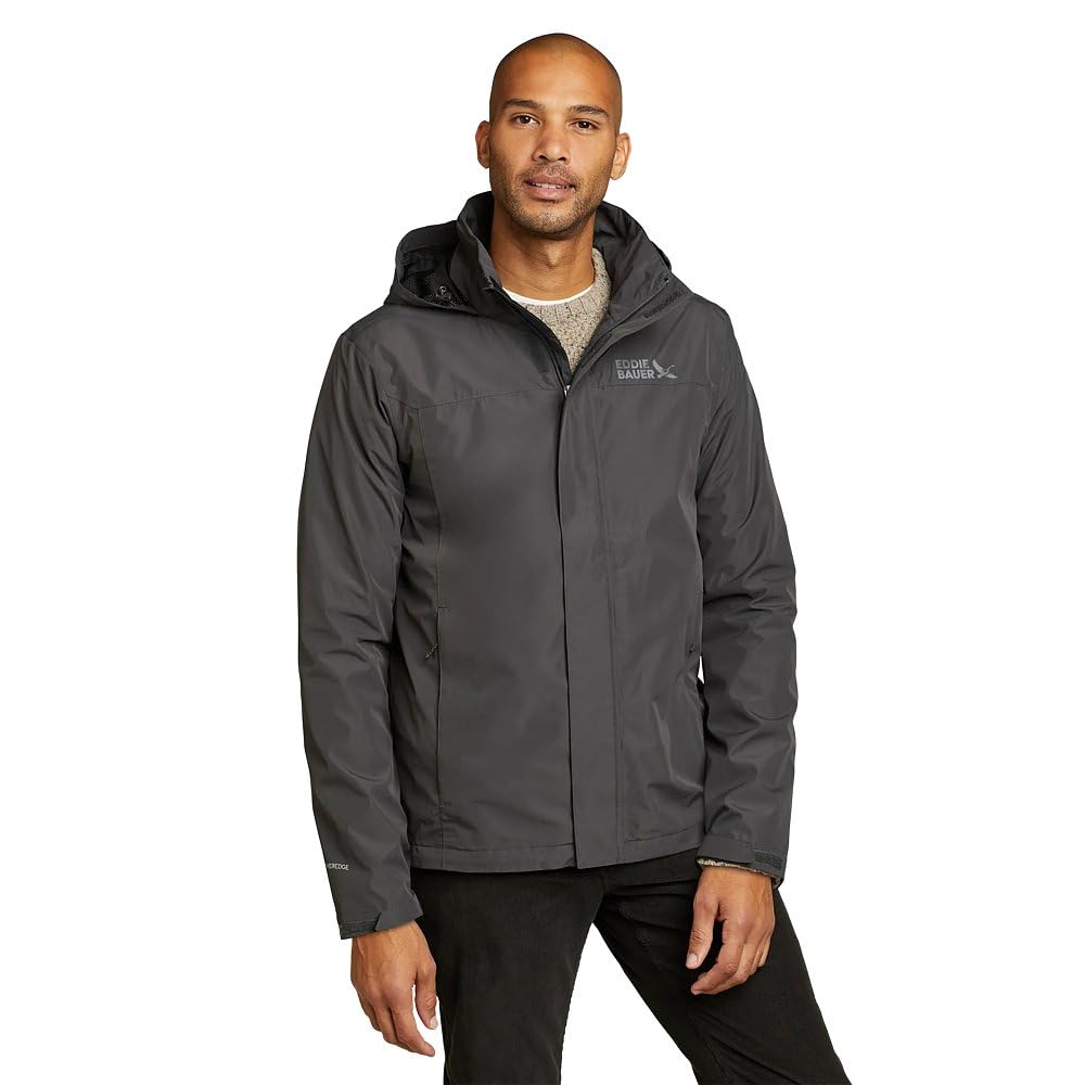 Eddie Bauer Men's Rainfoil Packable Jacket, Dark Smoke Recycled, Medium