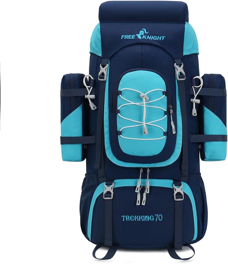 Bseash 70L (65+5) Waterproof Hiking Camping Backpack with Rain Cover, Outdoor Sport Travel Daypack for Climbing Touring (Navy Blue)