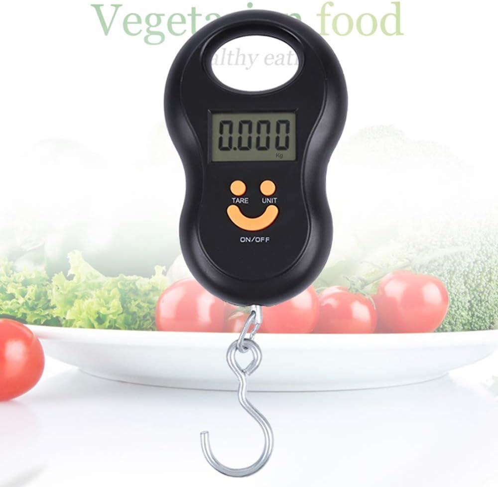 Meichoon Portable Luggage Scale/Suitcase Scale 110lb /50kg Backlit LCD Display with Fishing Hanging Hook for Home Travel Outdoor C41 Black