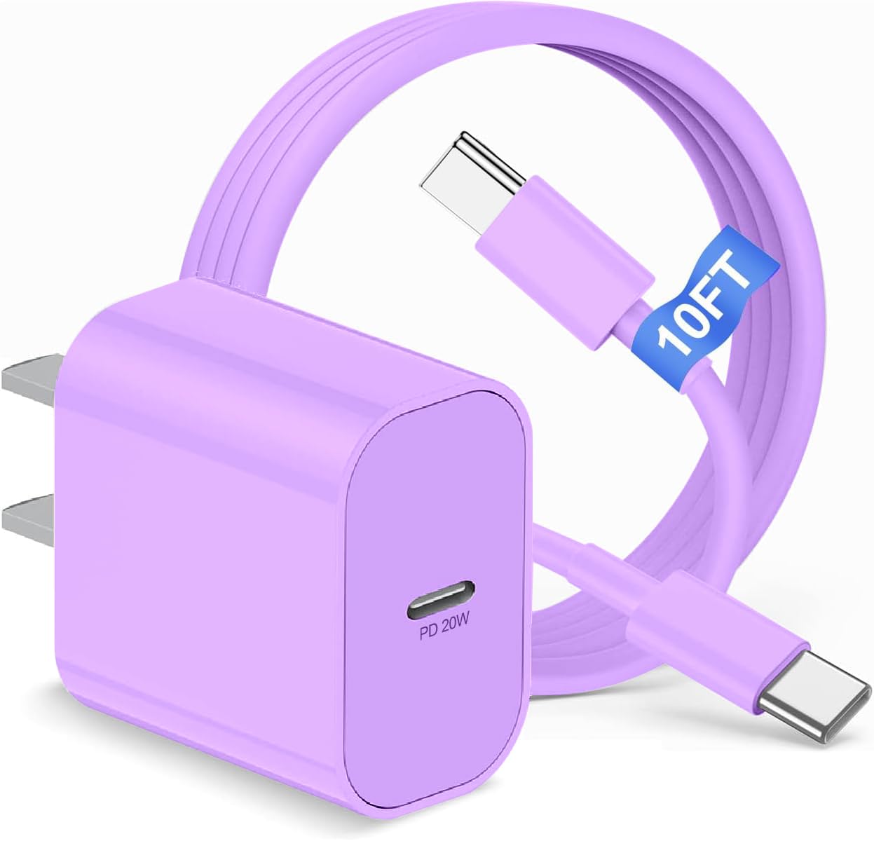 iPhone 17 16 15 Charger Block and 10ft Type C to C Cable Cord Long, 20W USB C Fast Charging Plug for Apple iPhone 17 Pro Max/17 Air/16 Pro Max/16 Plus/15 Pro/15/AirPods/iPad/Mini Wall Cube Brick Box