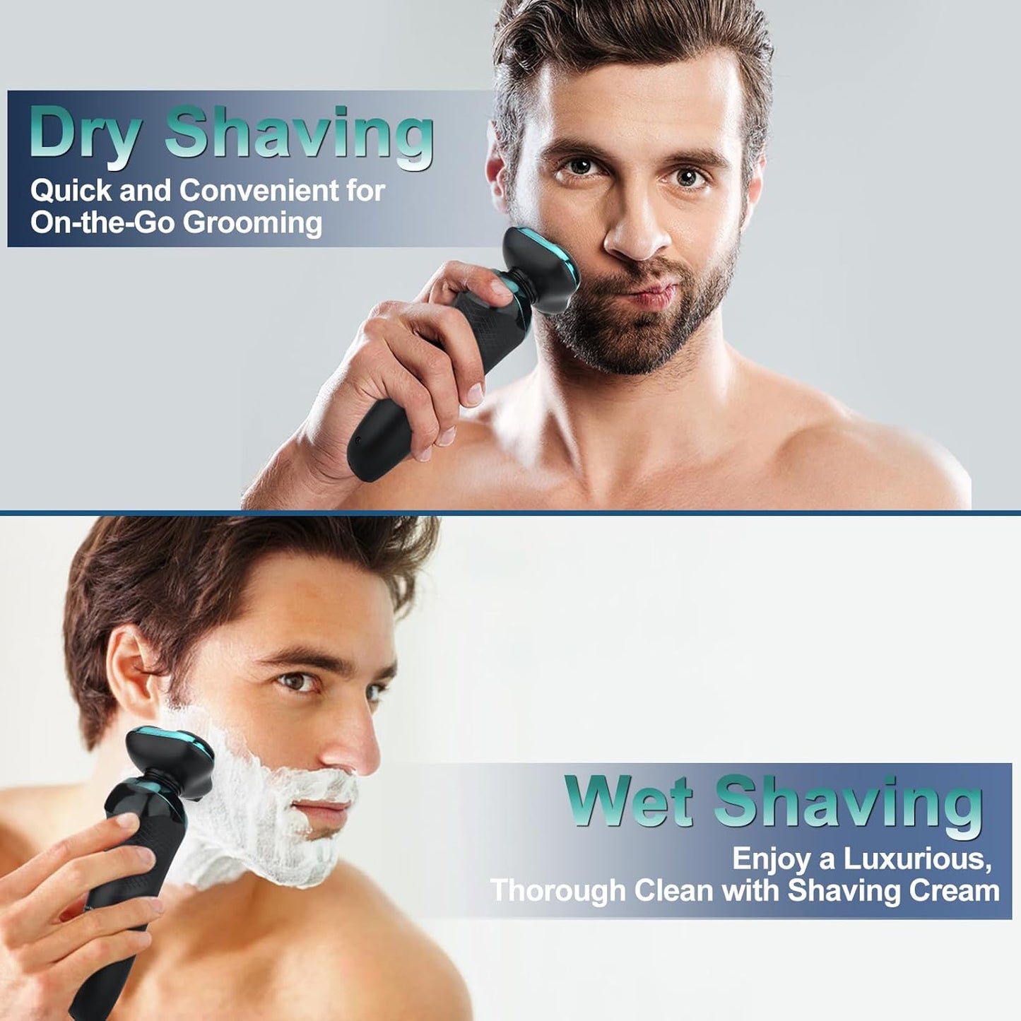 Electric Razor for Men, 4D Dual-Ring Floating Head Electric Shaver, IPX7 Waterproof Wet & Dry Shaver, USB-C Fast Charging 120Mins Long Runtime, Ergonomic Portable Travel Shaver, Ideal Gifts for Men