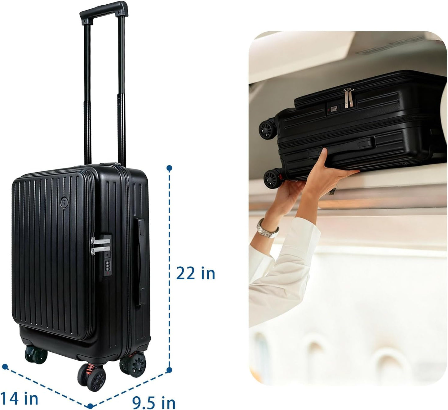 20 inch Carry on Luggage 22x14x9 Airline Approved, Carry on Suitcases with Wheels, Top Open Luggage with Spinner wheels, Expandable Carry on Luggage with wheels, Perfect Item as Gift.