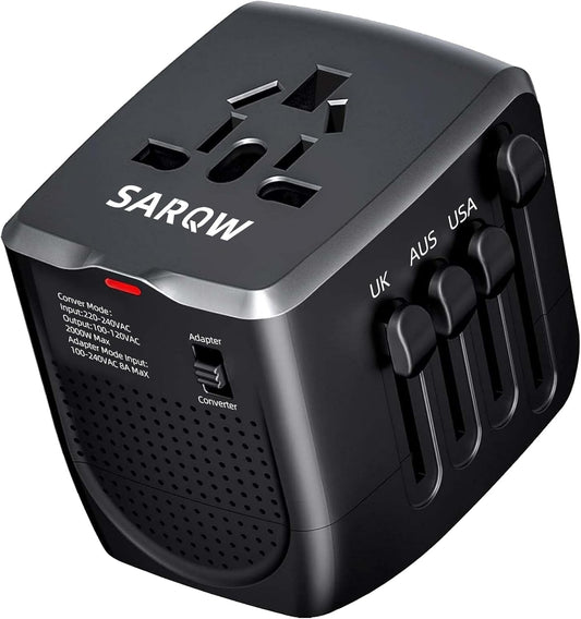 Travel Converter Adapter Voltage Converter That Steps Down 220 Volts to 110 Volts for use in Over 200 Countries,Including The U.S., U.K., Europe, and Australia