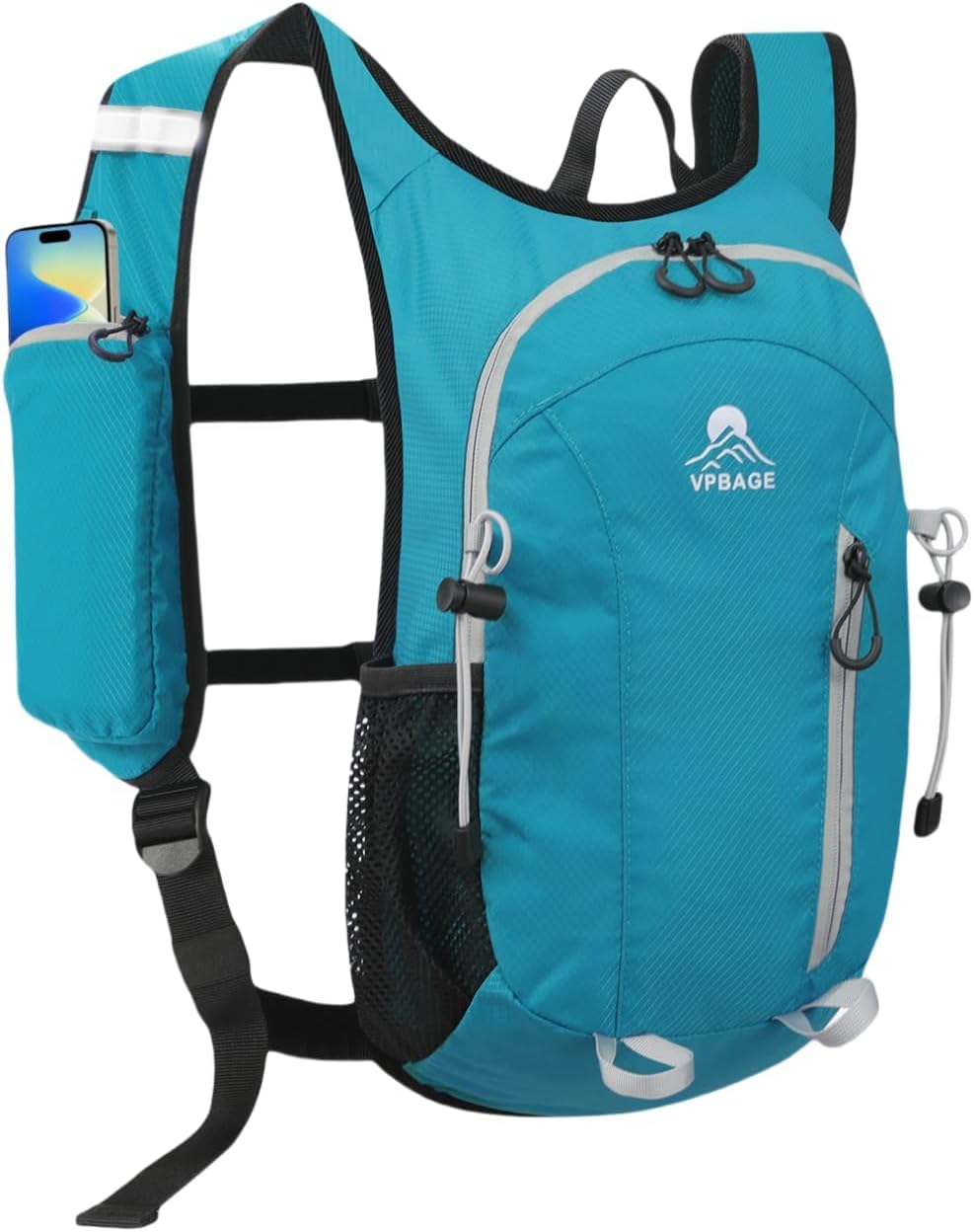 Small Hiking Backpack with Front Phone Holder, Packable Back pack with Chest and Waist Strap, Lightweight Daypack for Women Men