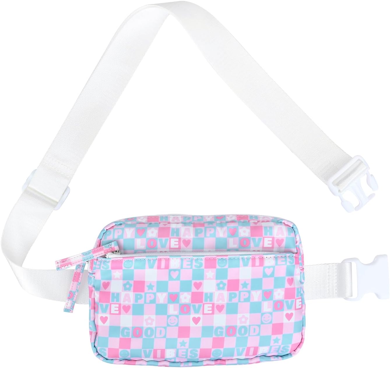 HDE Belt Bag 2L Fanny Pack Cross Body with Adjustable Strap Travel Waist Pack - Good Vibes