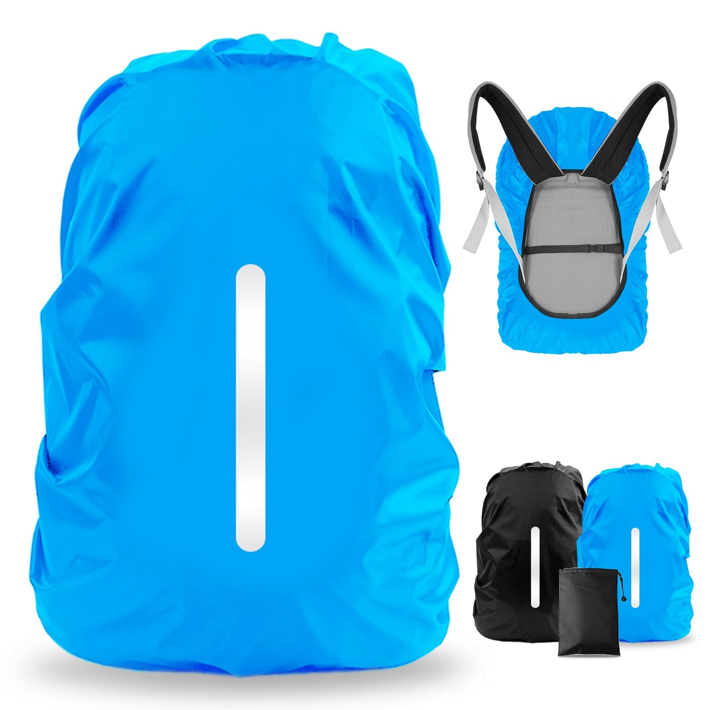 LAMA 2 Pack Waterproof Rain Cover for Backpack, Reflective Rucksack Rain Cover for