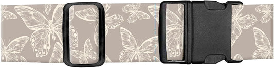 Luggage Straps for Suitcases, Adjustable Travel Belt, Durable Wide Luggage Strap, Cute Suitcase Strap Identifiers with Buckle, Bag Straps for Luggage, Grey Cute Butterfly
