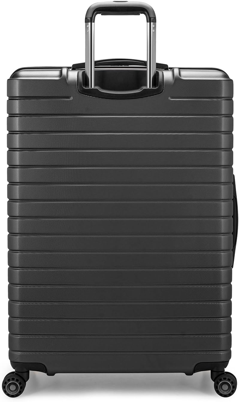 Traveler's Choice Archer Polycarbonate Hardside Spinner Luggage Set, Tie Down Straps, Grey, Checked 29-Inch