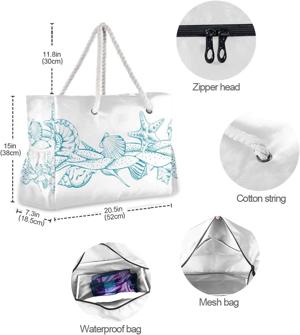 senya Large Beach Shoulder Bags Canvas Tote Water Resistant for Gym Travel Daily