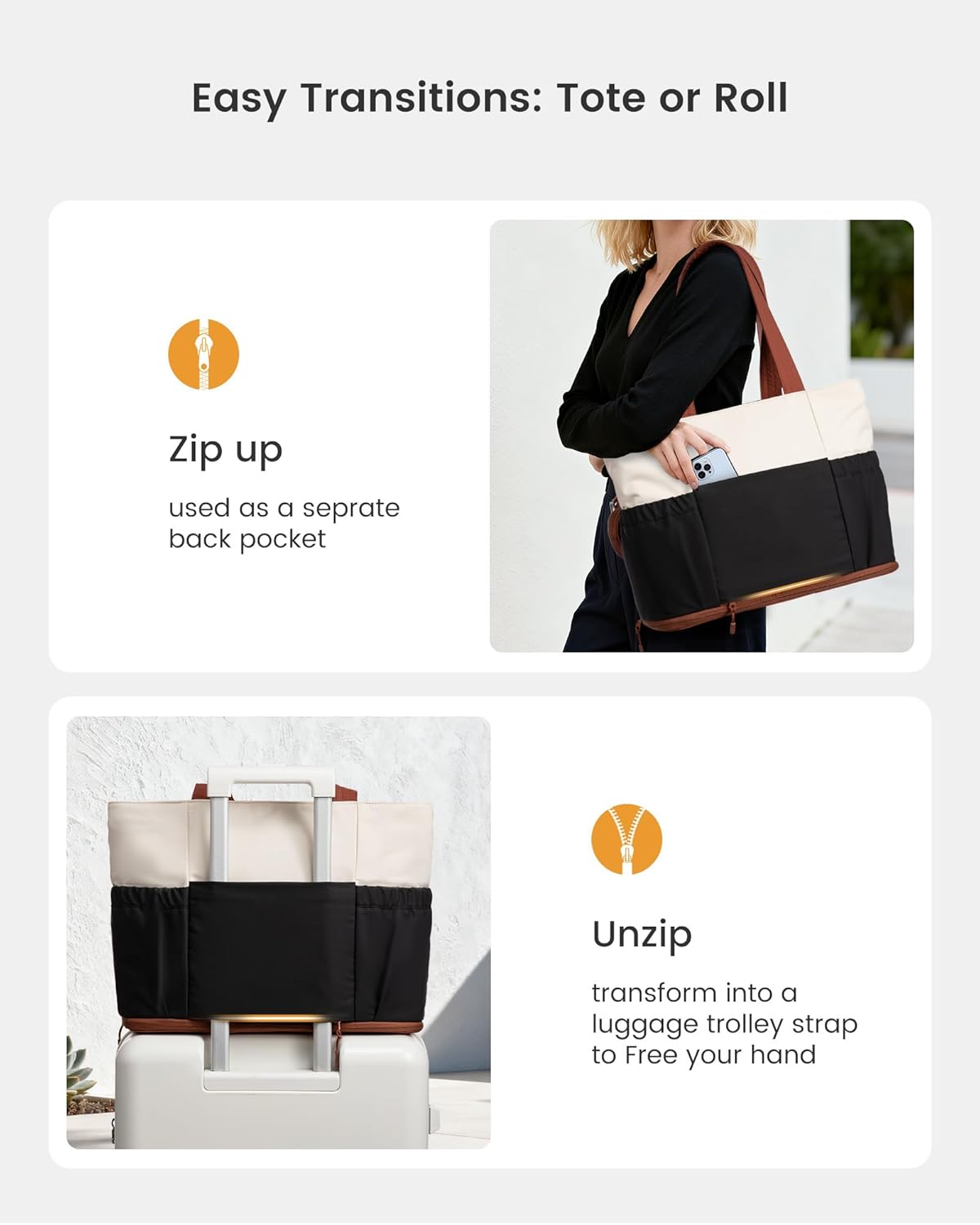 LOVEVOOK Expandable Tote Bag for Women,Laptop Work Bag with Cup Holder Pocket & Zipper for