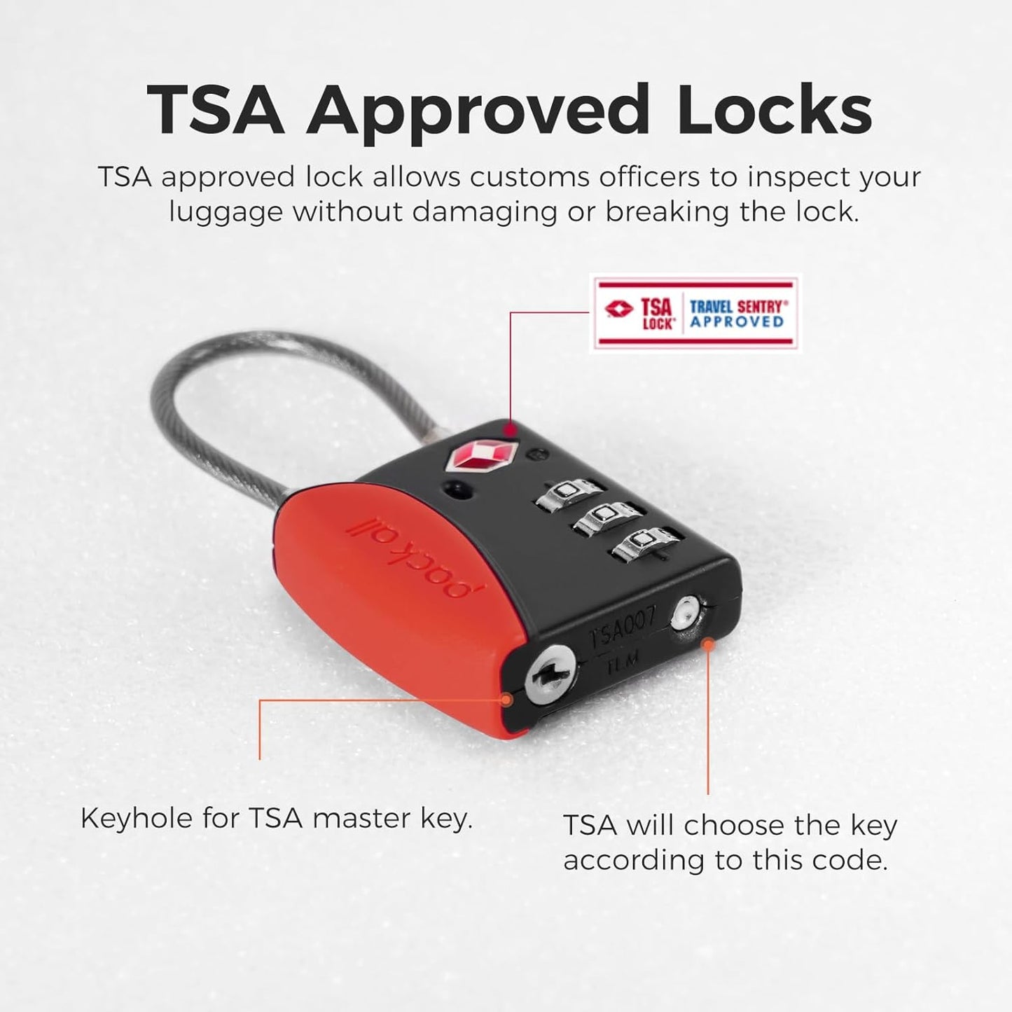 pack all TSA Approved Cable Luggage Locks, 3 Digit Combination Padlocks, Travel Lock for Suitcases