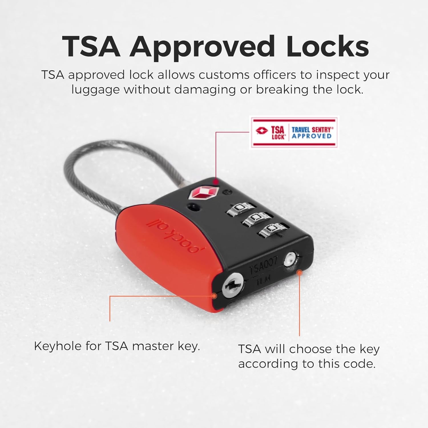 pack all TSA Approved Cable Luggage Locks, 3 Digit Combination Padlocks, Travel Lock for Suitcases