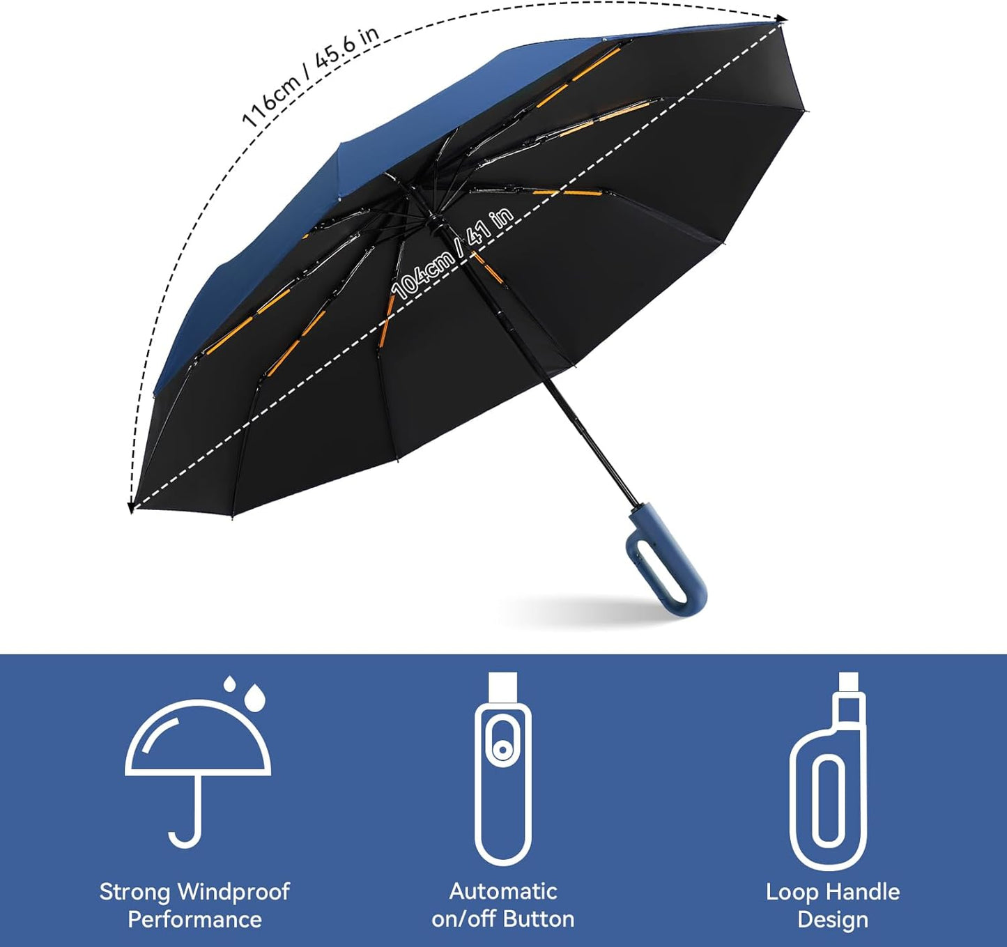 Folding & Inverted Umbrella, Outdoor Travel Umbrella, 46 Inch Portable Reverse Folding Umbrella，Windproof Folding Umbrella for Men and Women