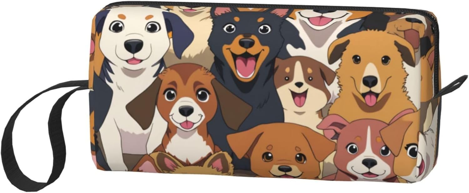 Adorable puppy Makeup Bag Small Compact & Durable Dogs Travel Cosmetic Bag Organizer Oxford Fabric