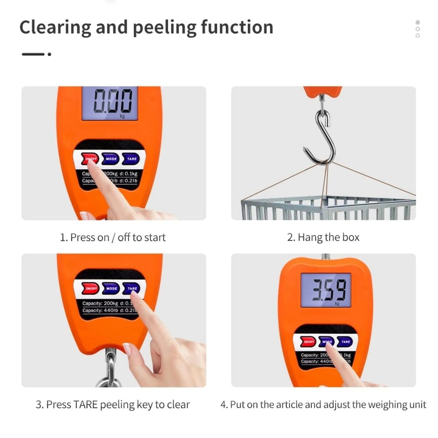 Digital Hanging Weight Scale 200kg/440lbs, Industrial Crane Scales, Fish Weighing Scale, LED Display Scale for Fishing,Hunting, Weigh Luggage, Home Farm (ORANGRE)