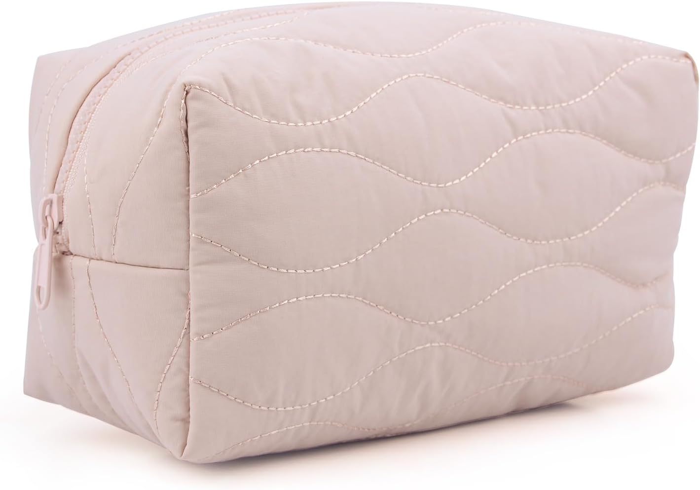 Make up Bag Travel Cosmetic Bag for Women Girls Zipper Puffy Padded Makeup Organizer Waterproof Portable Pouch Purse Lightweight Toiletry Accessories Storage Pink