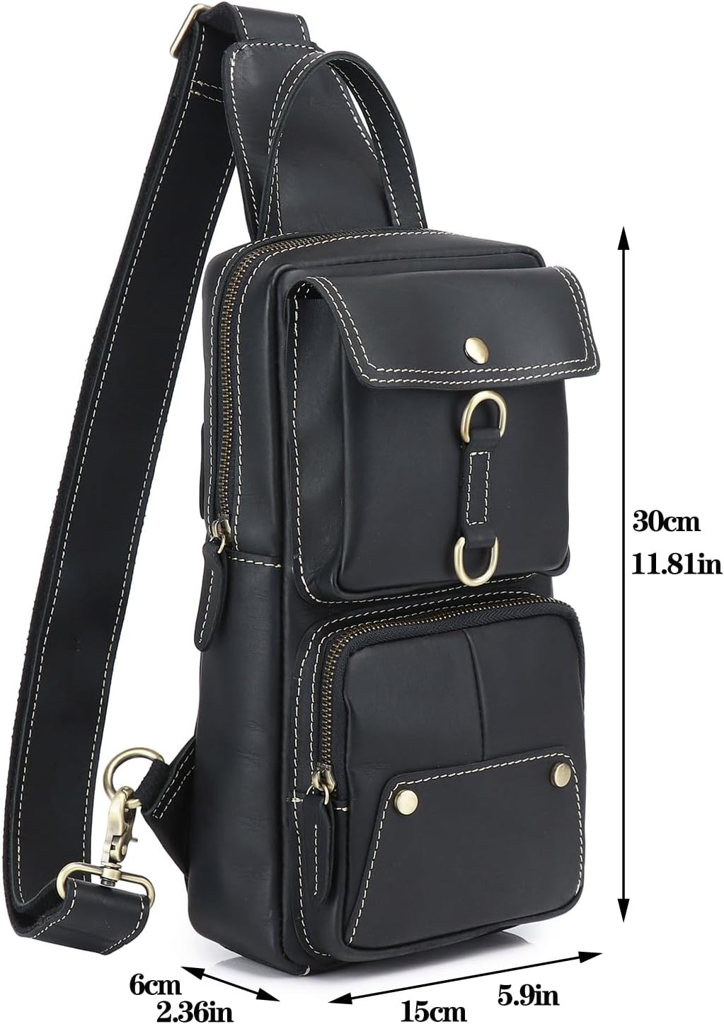 Genuine Leather Sling Bag for Men Women Backpack Chest Shoulder Satchel Crossbody Bags Casual