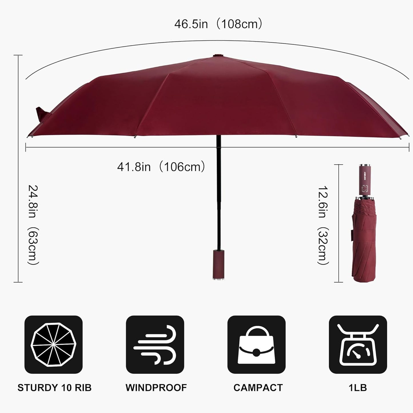 DOFOWOT UV Protection Umbrella for Rain Sun Umbrellas Windproof Anti-Rebound UPF 50+ UV Travel Umbrella Compact for Women Men