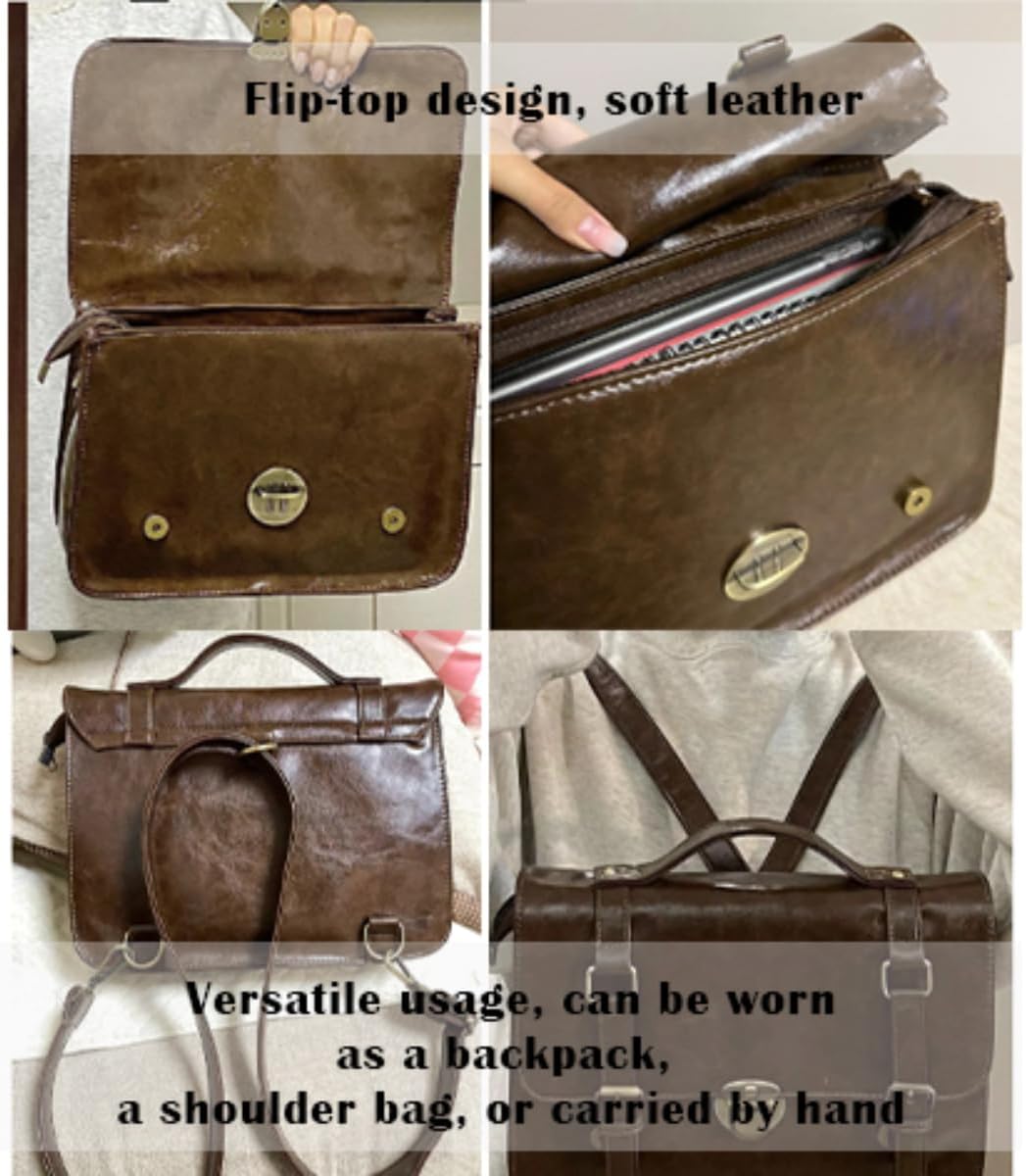 Messenger Bag Women -Faux Leather Cambridge Handbag - Vintage with Adjustable Shoulder Strap Briefcases Men