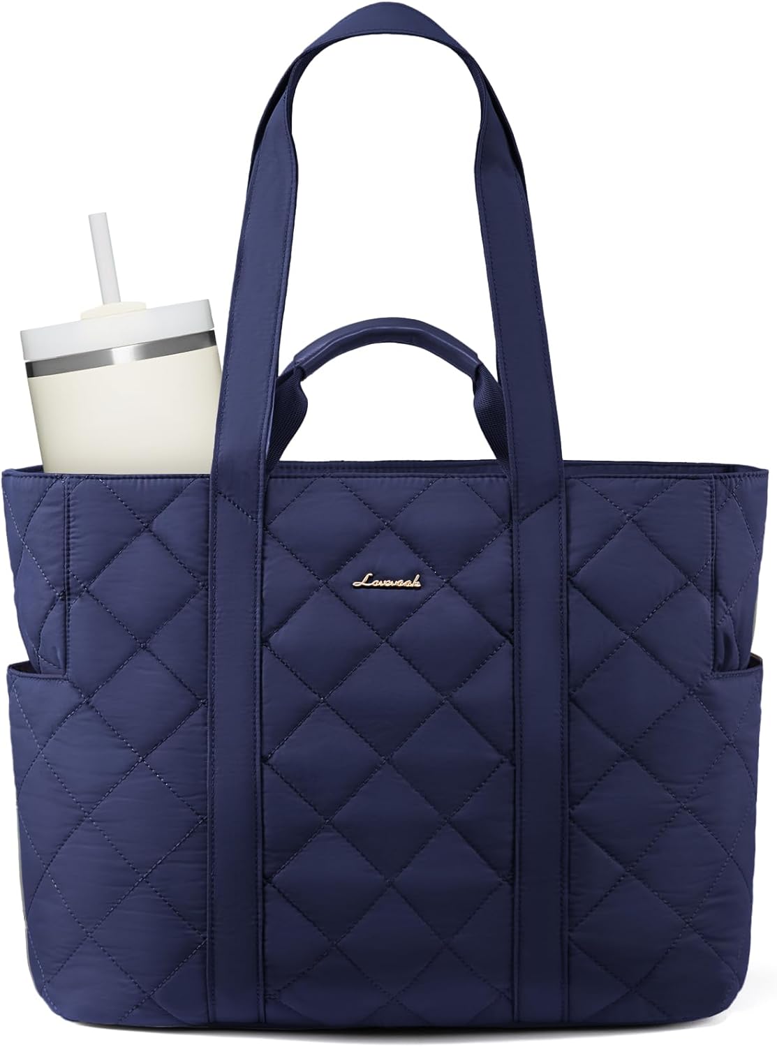 LOVEVOOK Laptop Tote Bag for Women,Quilted Puffer Laptop Bag Purse Computer Travel Work Tote Bags for Women with Zipper