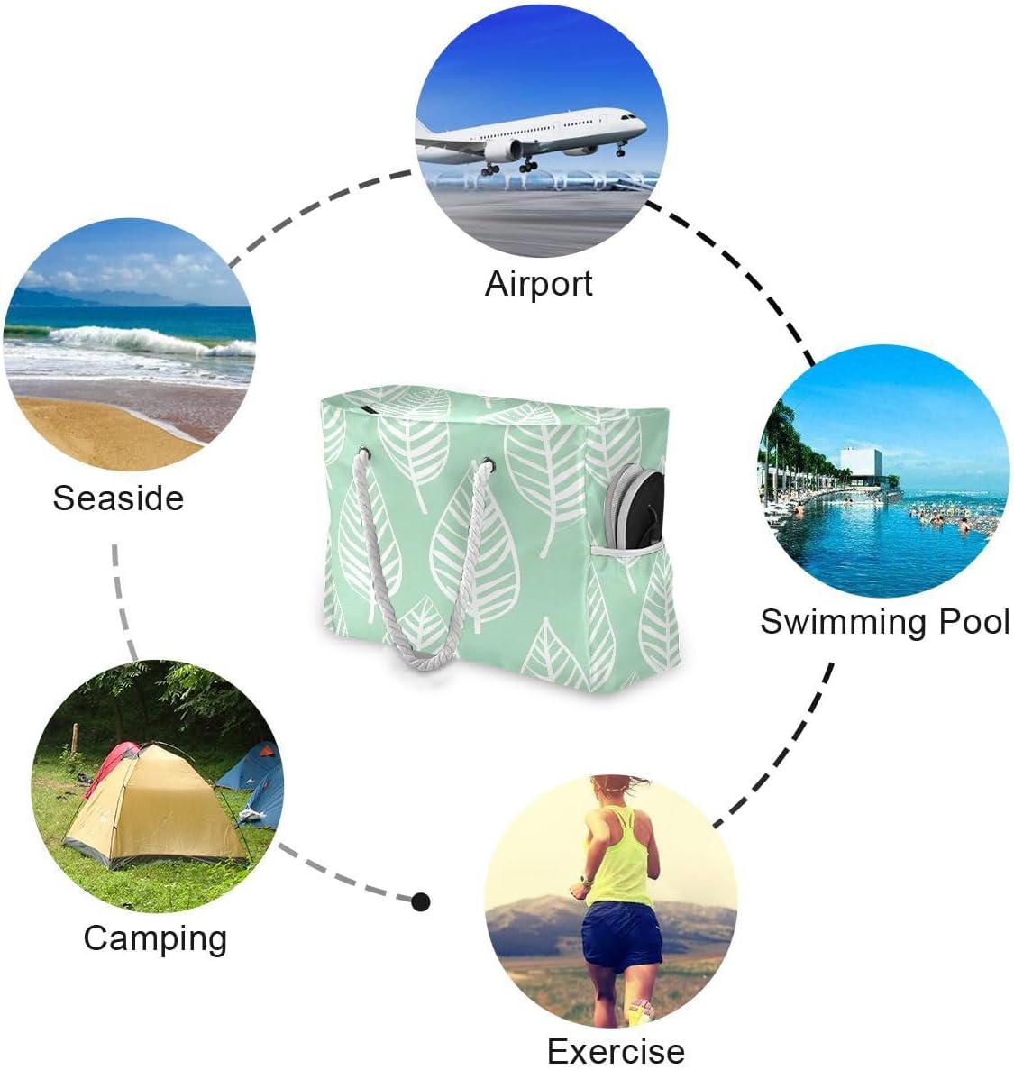 senya Large Beach Bags Totes Canvas Tote Shoulder Bag Soft Wave Water Resistant Bags for Gym Travel Daily Ocean