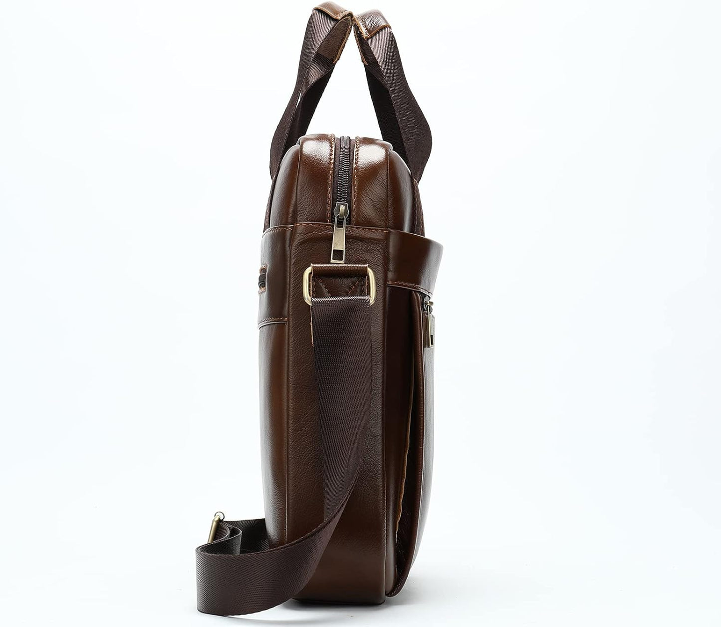 LUKZIJAES Genuine Leather Shoulder Messenger Bag for Men Adjustable Shoulders Sling Crossbody Bags