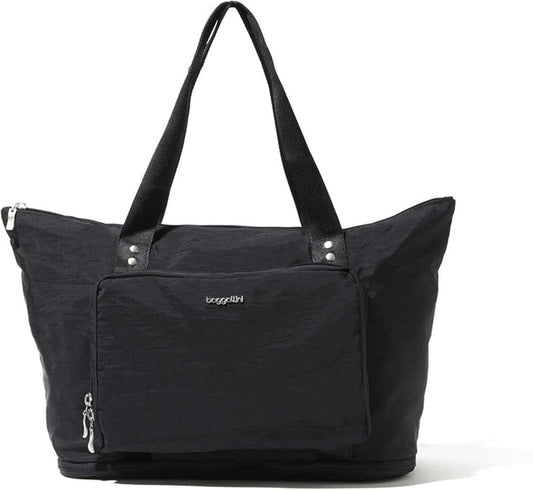 Baggallini Carryall Expandable Lightweight Travel Tote 22" Packable Folding Compact Nylon Washable Weekender w/Luggage Sleeve