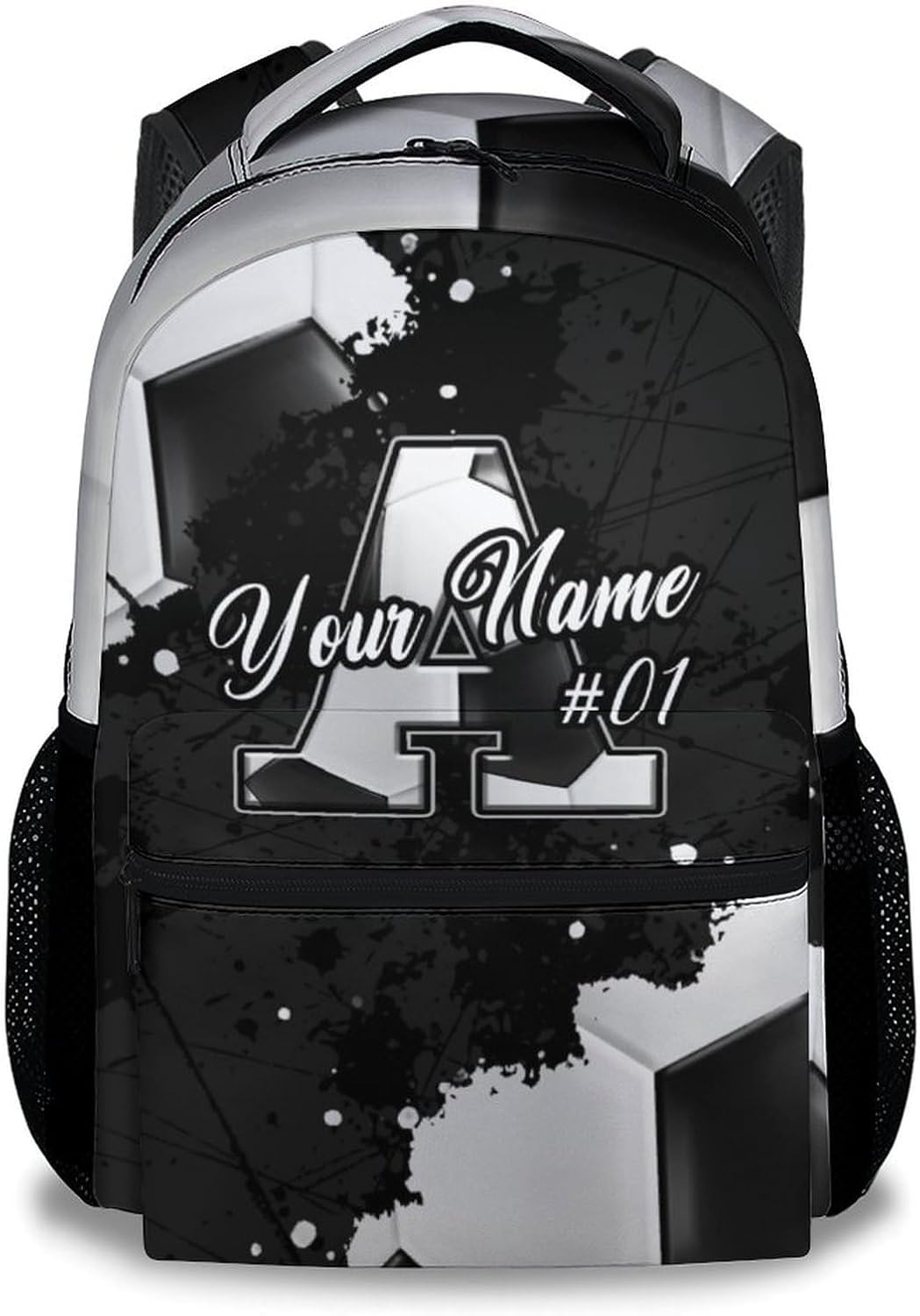 COZYAURA Kids Backpack - Custom Initial Soccer Backpacks for Boys & Girls - Personalized Monogrammed Bookbag - 17 Inch Sports Theme School Bag for Elementary, Middle School