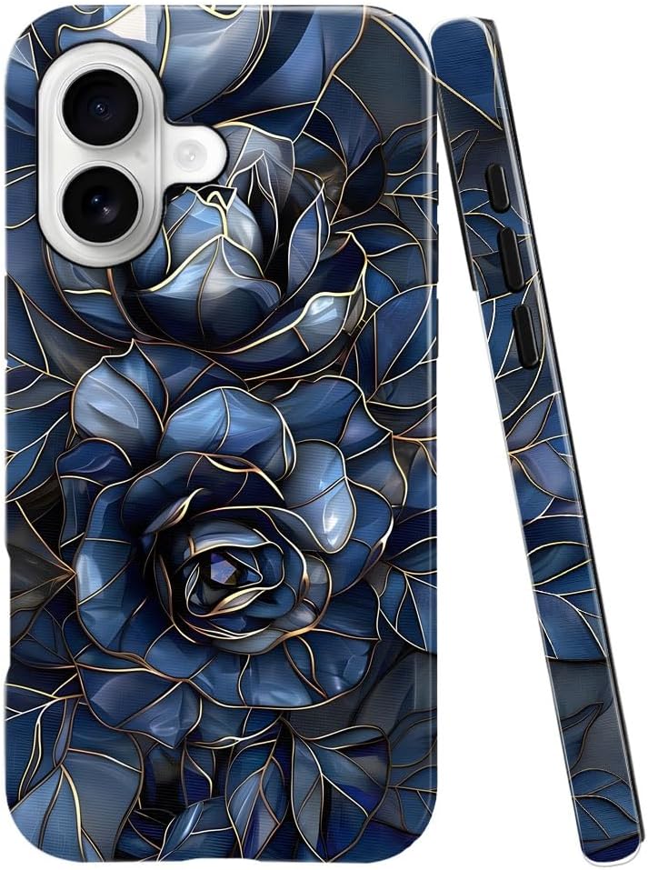 Case for iPhone 17 - Slim Fit Anti-Scratch Phone Case for Girl Women - Rose Floral Stained Glass (Glossy)