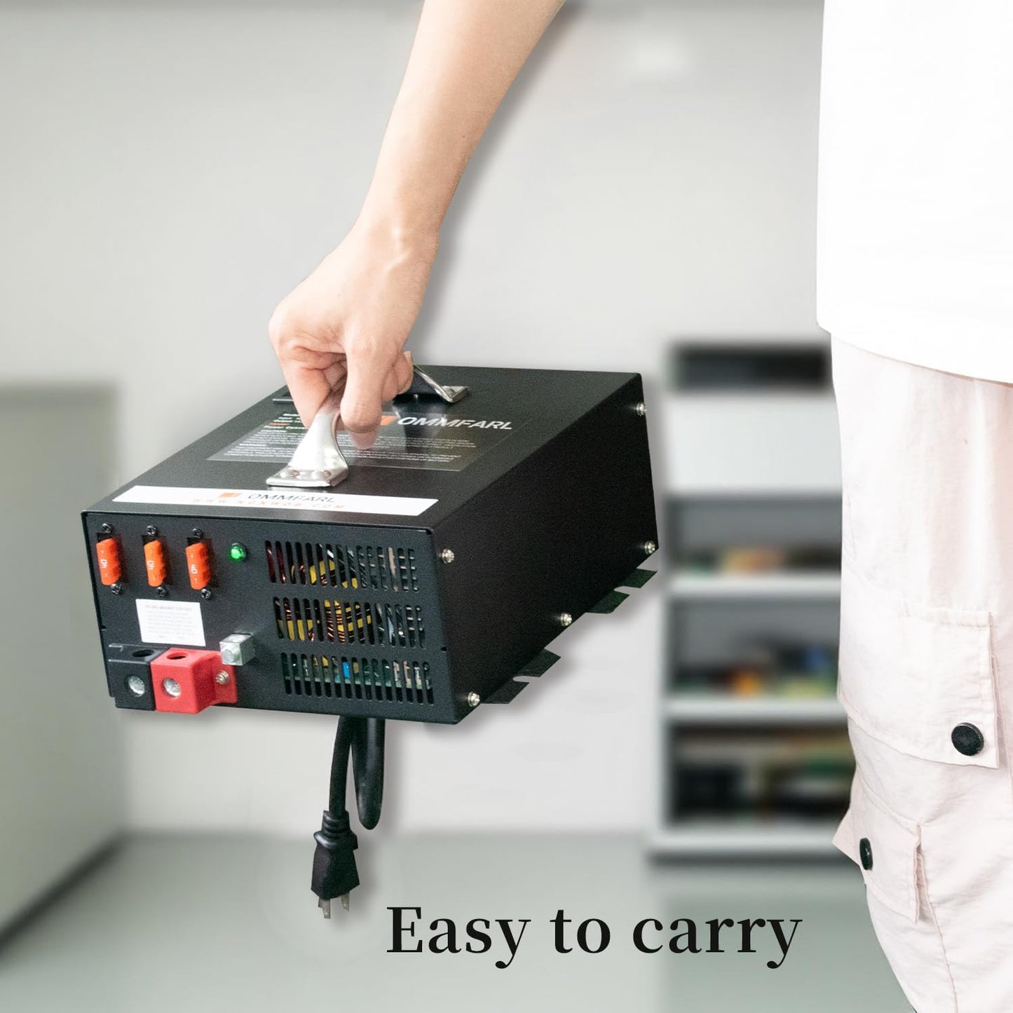 75 amp Power Converter for rv Camper with Handle and 15ft Cables,Battery Chargers with 3 Stage Smart Charging Mode for rv 110/120 VAC to DC 12V, with Voltage Display