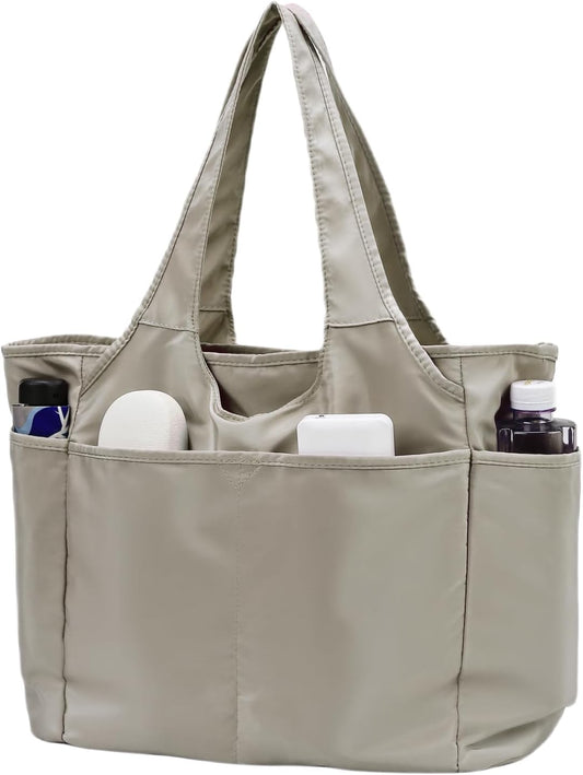SOYMWIN Tote Bag for Women,Large Tote Bag with Compartments and Multiple Pockets,Quilted Shoulder Bag for Travel Work Sports